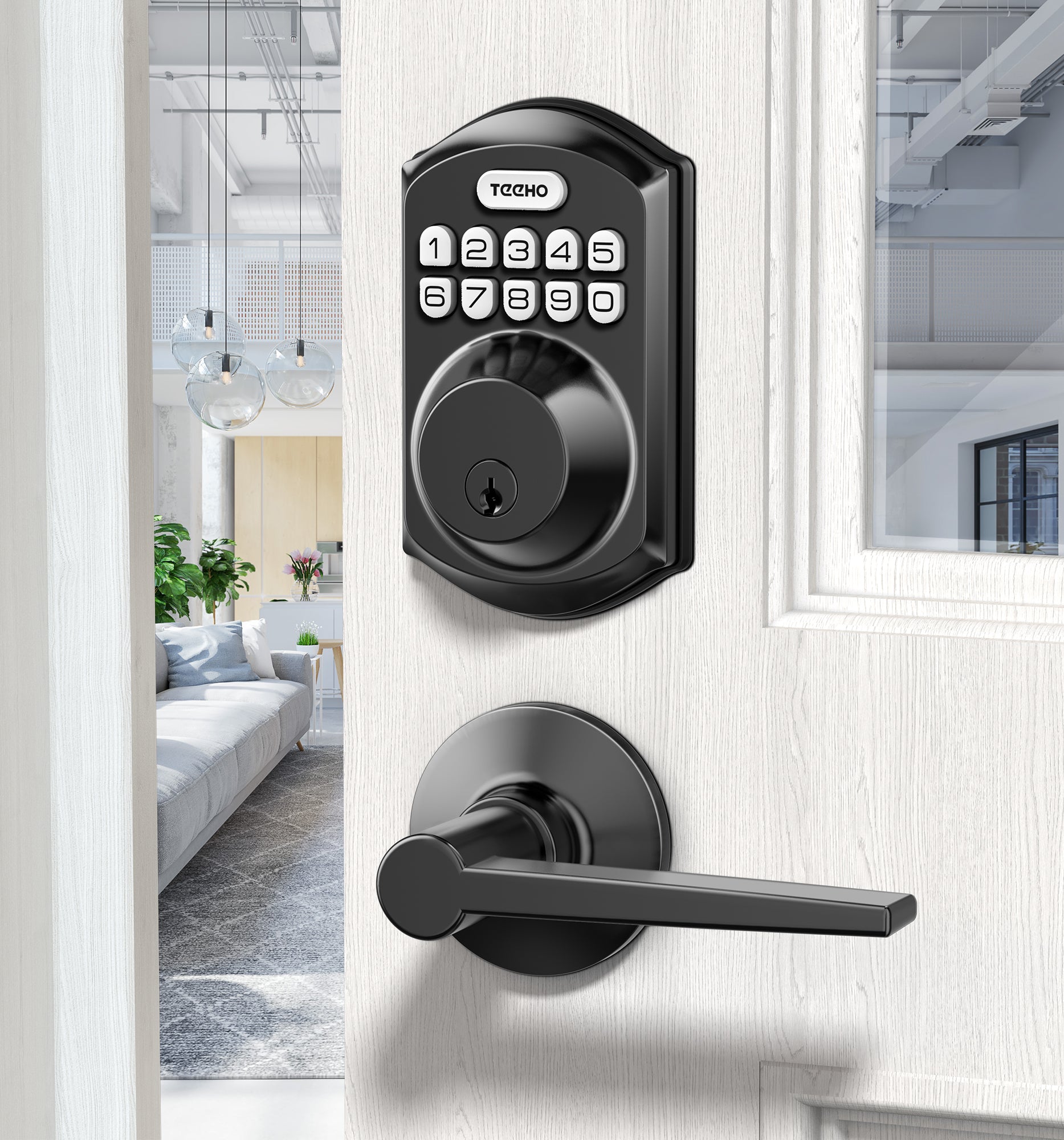 TEEHO TE001L Keyless Entry Door Lock with 2 Handles