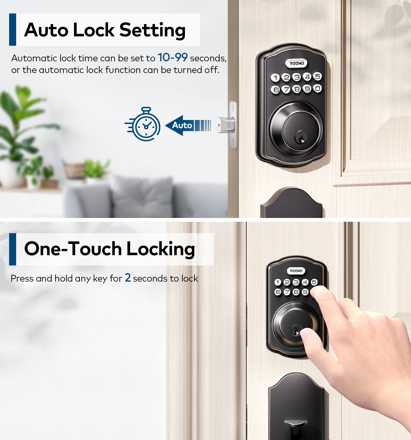 TEEHO TE001H  Keyless Entry Door Lock Deadbolt with Handle Set